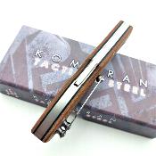 KO039 Couteau Komoran Tanto Lockback Brown Micarta Handle Stainless Blade Clip - Livraison Gratuite