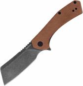 KS3445MCBBW  Kershaw Static Cleaver – Lame Acier D2 Black Stonewash Manche Brown Micarta - Livraison Gratuite