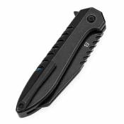 T1093F2 Kansept Kosame | Couteau Pliant | Lame Wharncliffe Acier 154CM Blackwash | Manche Titane Noir + FCarbone Bleu | Button Lock - Livraison Gratuite