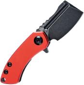 KT3030P3 — Couteau Kansept Mini Korvid Lame Acier 154CM 59-61 HRC Black Stonewash Cleaver Manche Aluminium Rouge Linerlock Clip Livraison Gratuite