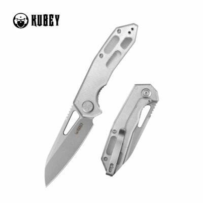 KUB291E1 — Couteau Kubey Vagrant Lame Acier 14C28N Sheepsfoot Beadblast Manche Polycarbonate Translucide Liner Locking Flipper - Livraison Gratuite