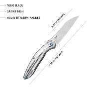 KUB299C Couteau Kubey Barracuda Lame Wharncliffe Acier M390 Manche Titane Liner Lock IKBS – Livraison Gratuite