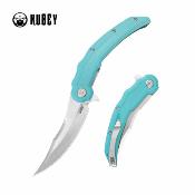 KUB346B Couteau Kubey Wave Crest – Couteau Pliant Pikal | Lame Satin Acier 14C28N | Manche G10 Tiffany Blue Roulements Billes - Livraison Gratuite