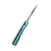 KUB397B Couteau Kubey Gurkha Drop Point Lame Acier 14C28N Manche G10 Blue Liner Lock - Livraison Gratuite