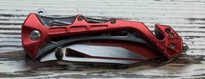 MTA997BRD Couteau Pliant MTech Rescue A/O | Lame Tanto Acier Two-Tone | Manche Red Aluminum Brise-Vitre & Coupe-Ceinture - Livraison Gratuite