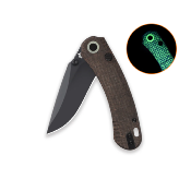QS174A1 QSP Coyote Nitro V Glow Brown Couteau Lame Acier Nitro-V Manche Micarta Marron Glow Button Liner Lock - Livraison Gratuite