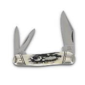RR2575  Couteau Rough Ryder Whittler Clip Point Acier 440 Manche Black Stag-Bone Slip Joint - Livraison Gratuite