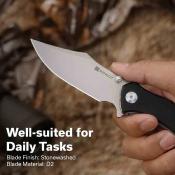 S250601 Sencut Tauron – Couteau pliant Liner Lock Lame Acier D2 Stonewash Manche Black G10 - Livraison Gratuite