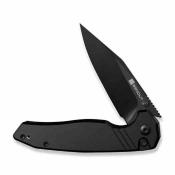 S250681 SENCUT Selkyris | Couteau Lame Wharncliffe Acier D2 Black Stonewashed | Manche Black Alu Button Lock - Livraison Gratuite