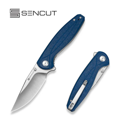S251042 SENCUT Vyrce Couteau Lame Acier D2 Satin Manche G10 Blue Shredded Linerlock Thumb Stud - Livraison Gratuite