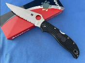 SC258SBK Couteau Spyderco Stretch 2 XL Serrated Lame Acier VG10 Made Japan - Livraison Gratuite