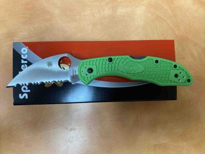 SC88FSWCGR2 Couteau Spyderco Saltt 2 Green Lame LC200N Wharncliffe Serrated Japan - Livraison Gratuite