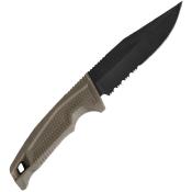 SOG17220457 — Couteau SOG Recondo Fx Lame Acier 440C Clip Point Partiellement Dentelée Noire Manche Caoutchouc FDE Étui Kydex - Livraison Gratuite