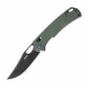 SRM9203MG2 Couteau SRM Retriever | Lame Clip Point Acier 10Cr15CoMoV Black | Manche OD Green Micarta Ambi-Lock - Livraison Gratuite