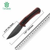 T1024A1 Couteau Tenable Kratos Pliant Drop Point Acier Nitro-V Manche G10 Black/Red Sécurité Liner Lock - Livraison Gratuite 