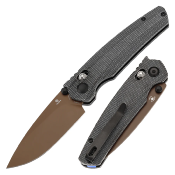T2109V6 Couteau Tenable Raven Lame Acier 14C28N Rose Gold, Manche Micarta Noir, Verrouillage Cross Bar - Livraison Gratuite