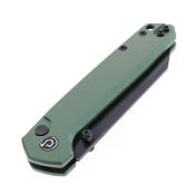 TD015OD Couteau Defcon Tier 2 Sheepfoot Sandvik 14C28N Lame Noire Manche Aluminium Olive Sécurité Button Lock - Livraison Gratuite