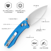 TVJM02LMN Couteau TRIVISA Koala-L Blue Pliant Crossbar Lock Lame Drop Point Acier N690 Manche Aluminium - Livraison Gratuite
