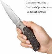 TVTY07CTS UMA-05 Trivisa – Couteau pliant Liner Lock Lame Acier CPM-S35VN Satin Manche Titane & Carbon Fiber - Livraison Gratuite