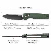 TVTY29GM14 Trivisa Sabretooth-GM | Crossbar Lock | Lame Drop Point Acier 14C28N | Manche Micarta Green Roulements Céramique - Livraison Gratuite
