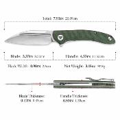 TVTY30GM14 Cuckoo-GM Couteau Trivisa | Lame Sheepsfoot Acier 14C28N | Manche Green Canvas Micarta Linerlock - Livraison Gratuite