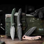 TVTY30GM14 Cuckoo-GM Couteau Trivisa | Lame Sheepsfoot Acier 14C28N | Manche Green Canvas Micarta Linerlock - Livraison Gratuite