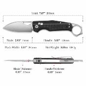 TVYH02BM14 Sagitta-04B Trivisa – Couteau pliant Karambit Button Lock Lame Acier 14C28N Satin Manche Black Micarta - Livraison Gratuite