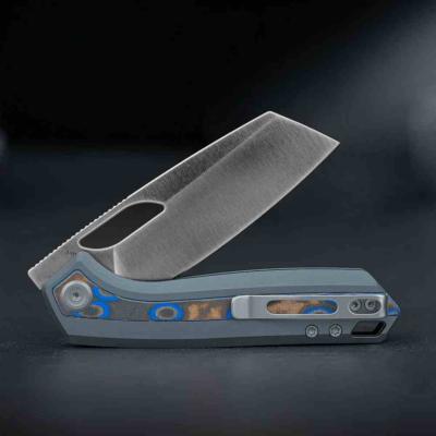VOSA1813 Vosteed Kroc Ocean | Couteau Lame Reverse Tanto Acier S35VN Satin | Manche Gray Aluminum & Ocean Micarta Inlays - Livraison Gratuite