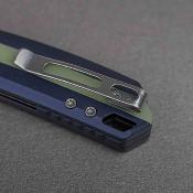VOSA1814 Vosteed Kroc | Couteau Lame Reverse Tanto Acier S35VN SW | Manche Dark Slate Blue Aluminum & Glow G10 Inlays - Livraison Gratuite