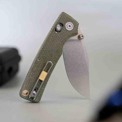 VOSA3104 Couteau Vosteed Porcupine ModSwap | Lame Acier 154CM Clip Point | Manche Plaquettes Green Micarta | Crossbar Lock | Livraison Gratuite