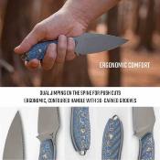 VOSD0802 Vosteed Inferno | Couteau Lame Acier 14C28N Stonewash | Manche Blue Ocean Micarta Housse Kydex - Livraison Gratuite