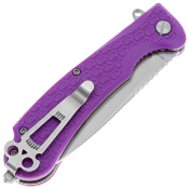 DGRWKFPRSW — Couteau Pliant Daggerr Wocket Linerlock Lame Acier 8Cr14MoV Stonewash Manche Plaquettes FRN Violet Thumb Stud Brise-Vitre Livraison Gratuite
