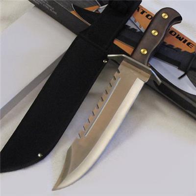 Couteau de Survie Gator Bowie Acier Carbone/Inox Manche Bois Etui Nylon CN211204SL - Free Shipping
