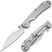 DGRF23FSSSV — Couteau Daggerr Pelican Lame Acier VG-10 Drop Point Satiné Serrated Manche Acier Inox Frame Lock Livraison Gratuite