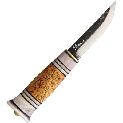 KLAPT95T Couteau Kellam Borealis Lame Carbone Manche Bois de Renne Made Finland - Livraison Gratuite