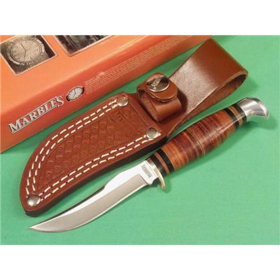 Couteau Skinner Marbles Small Hunter Stacked leather MR396 - Livraison Gratuite