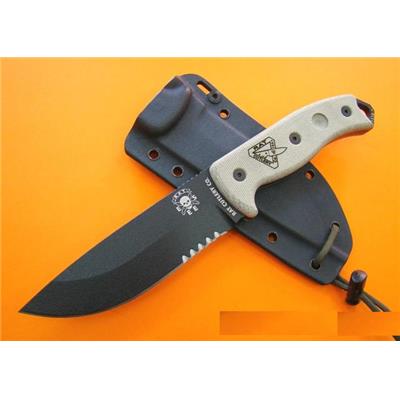 Couteau ESEE Model 5 RC-5 Lame Acier Carbone 1095 Serrated Etui Kydex Made USA RC5SBK - Free Shipping