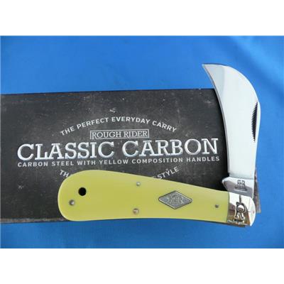 RR1734 Couteau Serpette Rough Rider Hawkbill Carbon Yellow Acier T10 - Livraison Gratuite