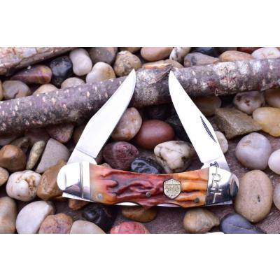 Couteau Canif Rough Rider Brown Stag Bone Manche Os 2 Lames Acier 440 RR1798 - Livraison Gratuite