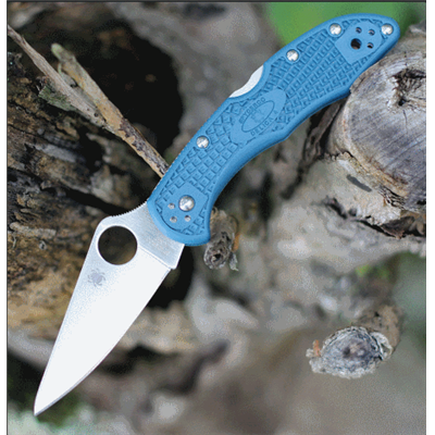 SC11FPK390 Couteau Spyderco Delica 4 K390 Manche FRN Blue Made In Japan - Livraison Gratuite