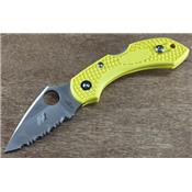 Couteau Spyderco Dragonfly 2 Yellow Acier H-1 Serrated Made In Japan SC28SYL2 - Livraison Gratuite