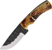 AH025 Couteau de Chasse American Hunter Lame Acier Carbone 1055 Etui Cuir - Livraison Gratuite