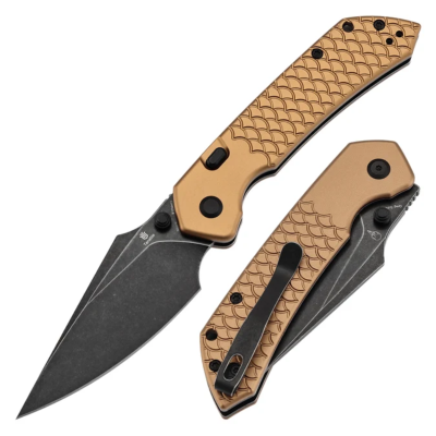 B1034H11 — Couteau Tenable Fenrir Lame Acier Nitro-V Blackwashed Harpoon Manche Aluminium Bronze Texture Fishscale Top Liner Lock Livraison Gratuite