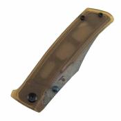 B2108A5 Couteau TENABLE Bison Lame Acier Damas Water Ripple Manche Ultem Amber Liner Lock - Livraison Gratuite