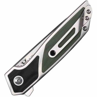 BG014 Couteau Begg Knives Diamici | Lame Drop Point Acier D2 | Liner Lock & Manche Acier & G10 Black/Green - Livraison Gratuite