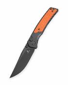BTKMK16D  Bestechman Icebreaker – Couteau pliant Button Lock Lame Acier D2 Satin Manche Black Aluminum & Orange G10 - Livraison Gratuite