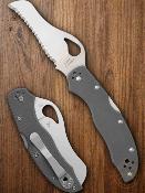 BY24GSGY Couteau Byrd Gooney | Lame Hybride Acier 9Cr18MoV Satin Serrated | Manche Gray G10 Back Lock - Livraison Gratuite