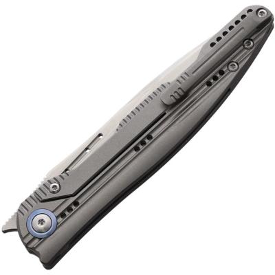 CHJGR — Couteau CH Knives Journey Lame Acier Bohler M390 Drop Point Sablé Dureté 60-62 HRC Manche Titane Gris Framelock - Livraison Gratuite