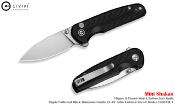 CIVC20052F1 — Couteau Civivi Mini Shakan Lame Acier Nitro-V Drop Point Satiné Manche Aluminium Noir Button Lock Livraison Gratuite