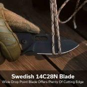 CIVC240661 CIVIVI Vexron – Couteau pliant Button Lock Lame Acier 14C28N Black Stonewash Manche Black Chevron G10 - Livraison Gratuite